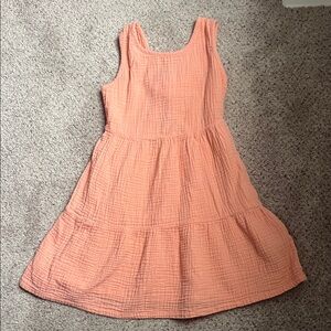 Girls Coral/ Peach Sleeveless Dress with Cutout in back - Size 6/6x